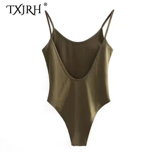 Сексуальный комбинезон с открытой спиной TXJRH, боди, сиамское боди, тонкий комбинезон на бретелях, обтягивающая модная майка, Комбинезоны 5 цветов