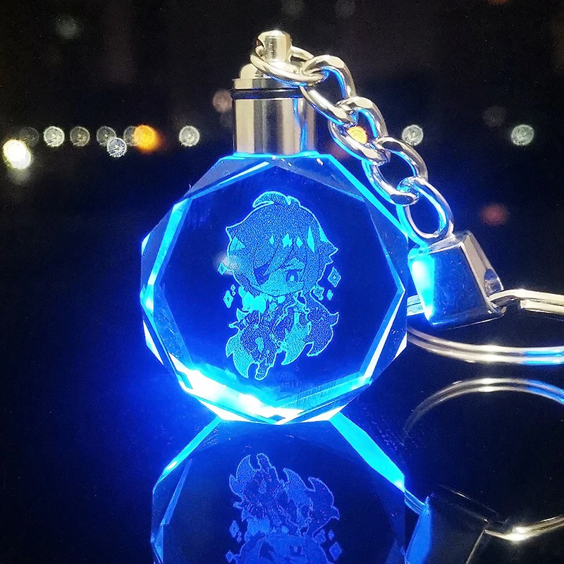 Брелки для ключей Genshin Impact Led Xiao Zhongli Childe Venti Rosaria Ganyu Keqing Cosplay декоративные брелки |