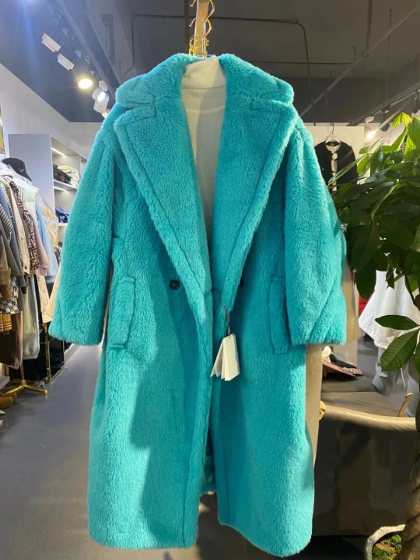 Women's Winter Sheepskin Coat Long Real Fur Wool Women Mid-Length Genuine Sheepskin Teddy Bear Jacket Streetwear Women