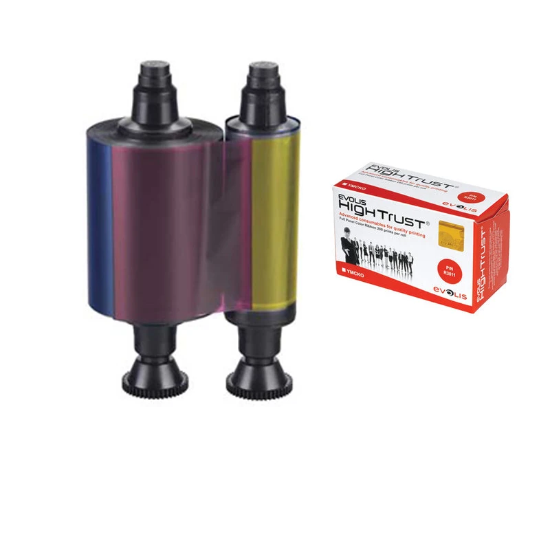 

4pcs Evolis Original high trust YMCKO 200 prints R3011 full color ribbon for use with Pebble Dualys Securion id card printer