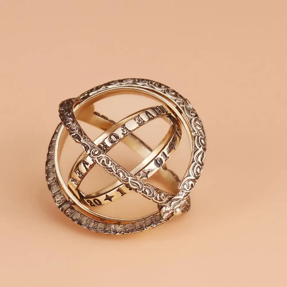

Women Men Vintage Turn Over Universe Ball Shape Finger Ring Couple Jewelry Gift