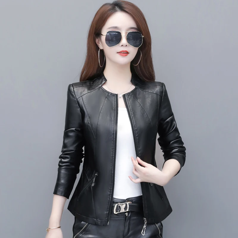 Size Plus Jacket Women Faux Korean Short Pu Leather Coat Spring Autumn 6xl Abrigo Mujer 906 Pph570