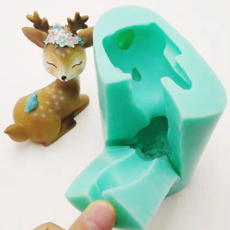 

Sika Deer Silicone Mold For Cake Candle Decoration Handmade 3D Animal Chocolate Figures Polymer Clay Silicone Form Concrete