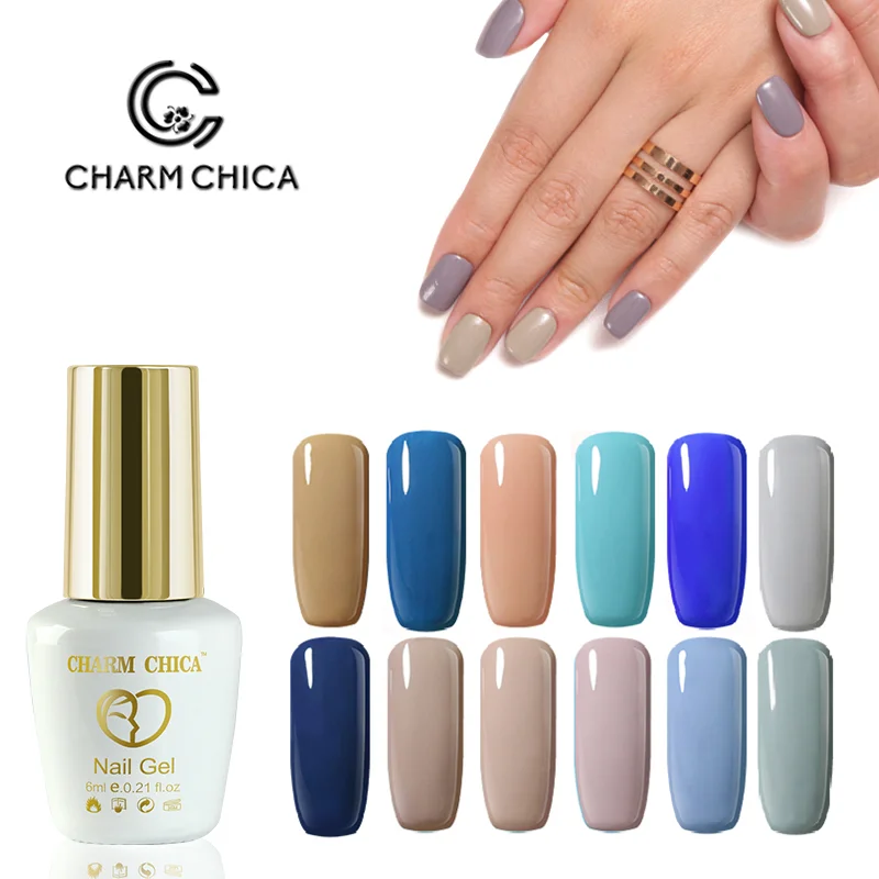 CHARM CHICA лак для ногтей серый телесный синий цвет Гибридный гель удаляющийся