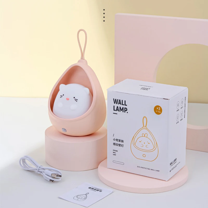 Ночник с мультяшным котом Кроликом для детей пассивным ИК датчиком движения |
