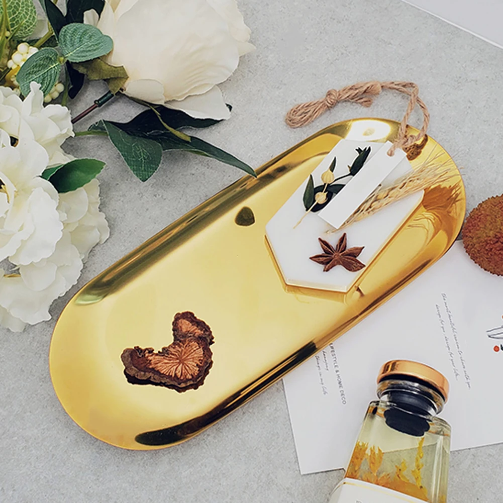 Новинка 2020 кухонный цветной металлический лоток для хранения Золотая овальная