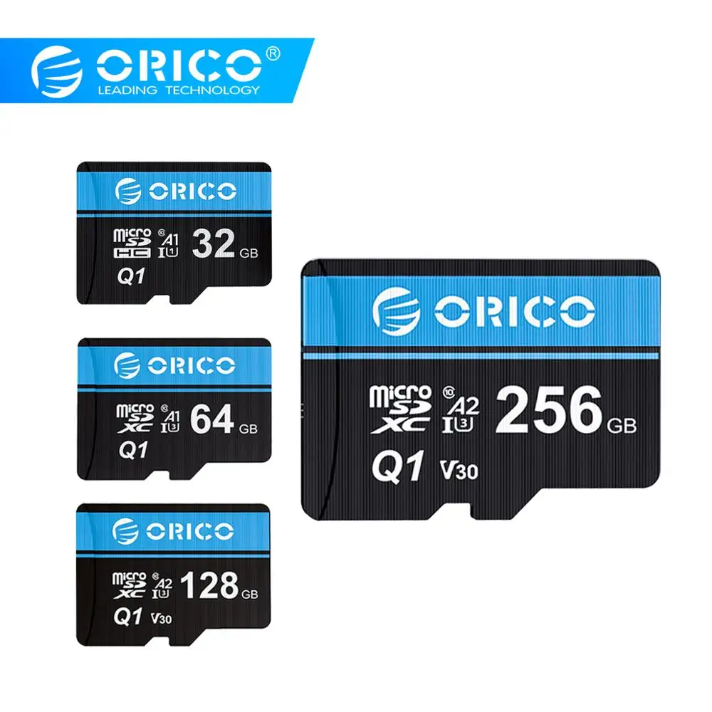 ORICO карта памяти Micro TF/SD, 256 ГБ, 128 ГБ, 64 ГБ, 32 ГБ, MicroSD, Макс. 80 м/с, класс 10, Мини карта TF с адаптером для sd-карт