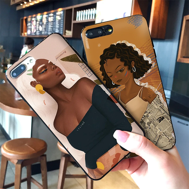 Чехлы для iPhone XR XS Max X 6 6S 7 8 Plus афро-черный Женский Поп мягкий IMD чехол телефона в