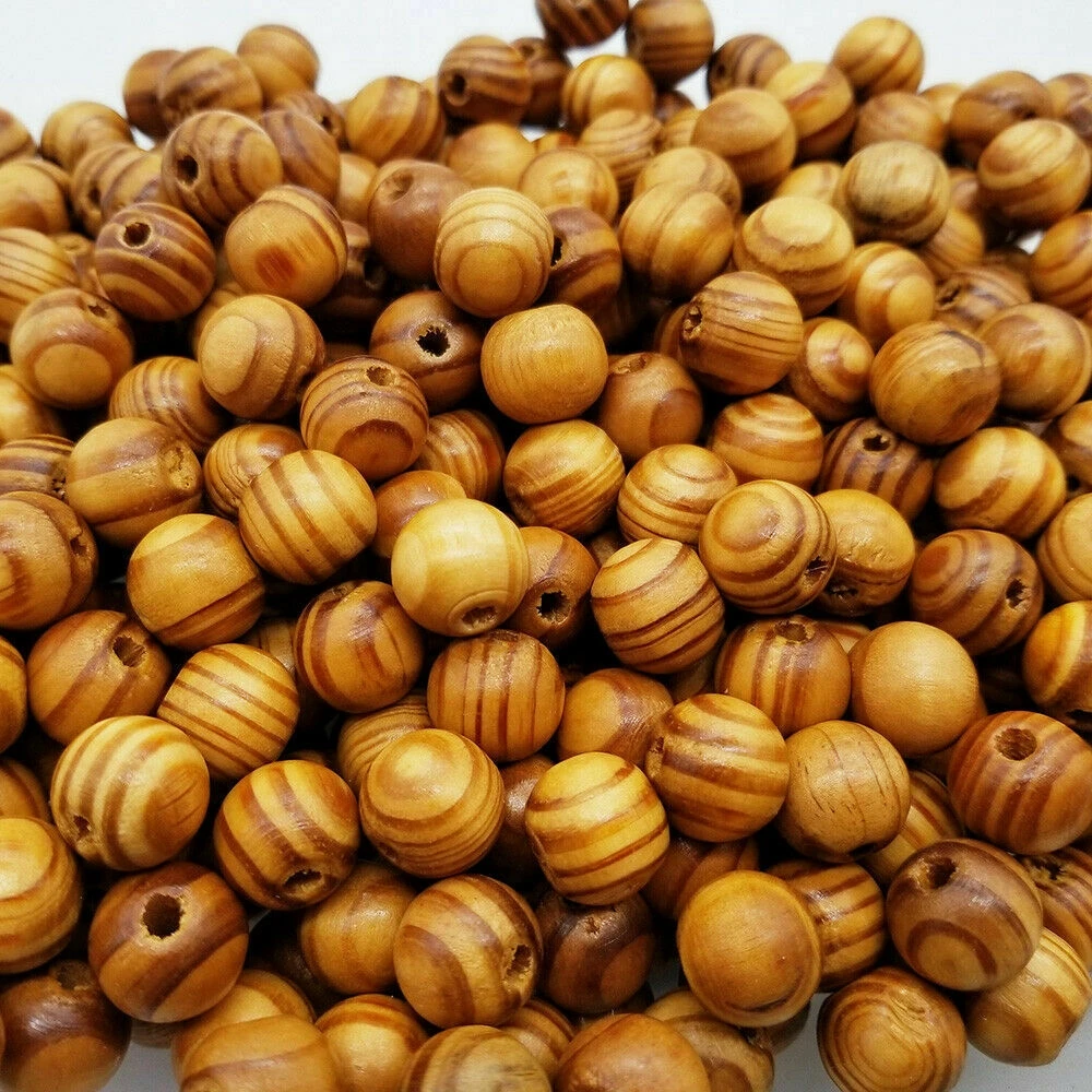 

6/8/10/12/16/18mm DIY Natural Wood Beads Loose Round Pine Wooden Stripe Beads Spacer Bracelet Necklace Jewelry Making