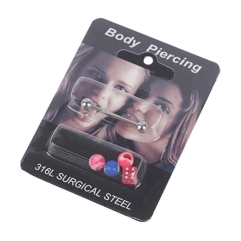 

1 упаковка модных ювелирных изделий для пирсинга тела стержень из хирургической нержавеющей стали с акриловым шариком стержень для языка п...