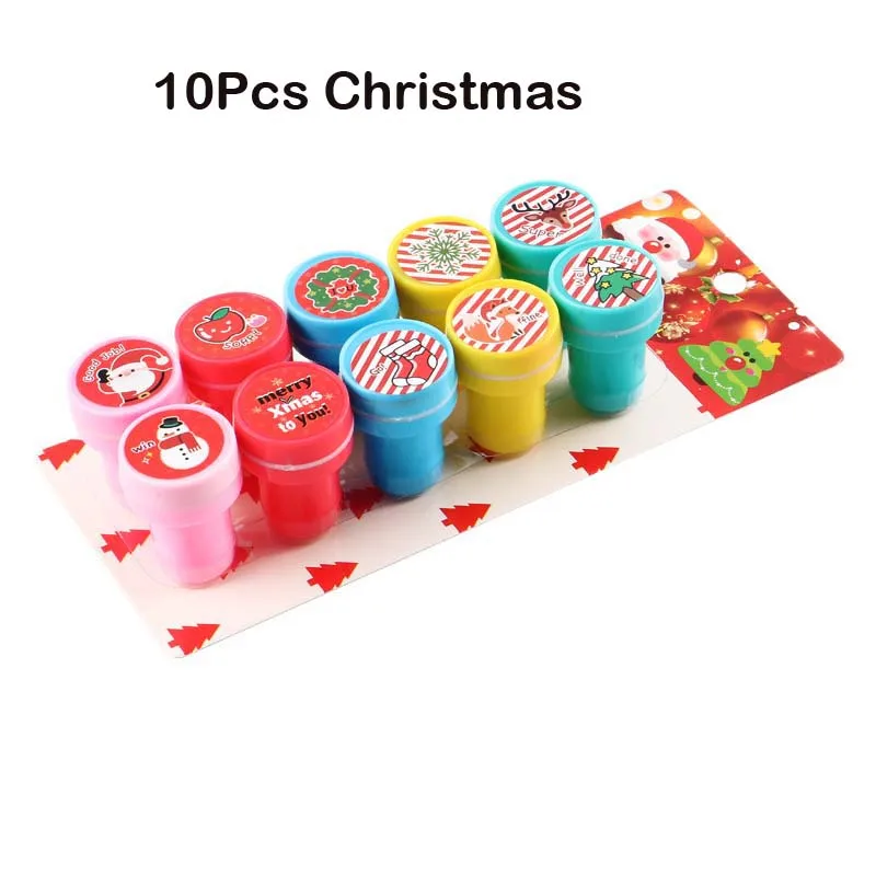 10Pcs Christmas 10 шт., вечерние мини-пакеты с изображением динозавра для наполнителя, Подарочная игрушка Pinata Favour, обучающая игрушка, игрушка для рисования, игрушечный детский душ, подарок - Цвет: 10Pcs Christmas