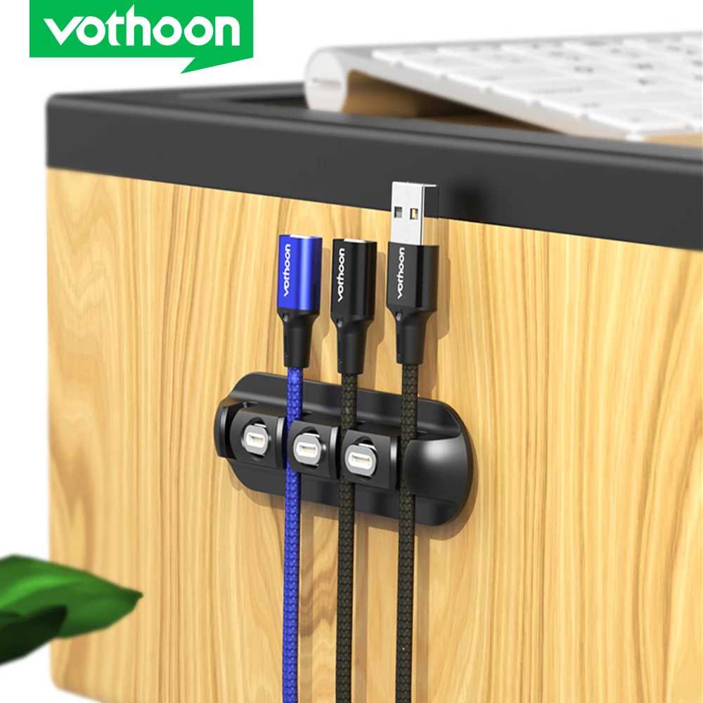 

Vothoon Cable Organizer Silicone Magnetic Cable Plug Portable Storage Box Winder Flexible Cable Management Clips