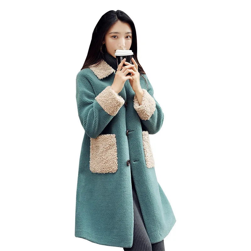 

Winter Coat Women 2020 New Single Breasted Faux Lamb Fur Jacket Warm Thick Fashion Loose Long Coat Women Jacket Teddy Jacket