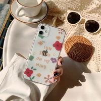 colored flowers phone case for iphone 11 12pro 12mini transparent shell for iphone 7 8 xr xs 78 plus soft phone cover fashion