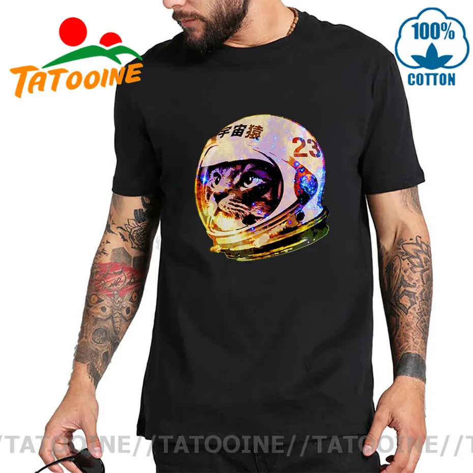 Tatooine Deep Galaxy Version Viintage космонавт кот футболка мужская Ретро Милая кошка 3D Футболка