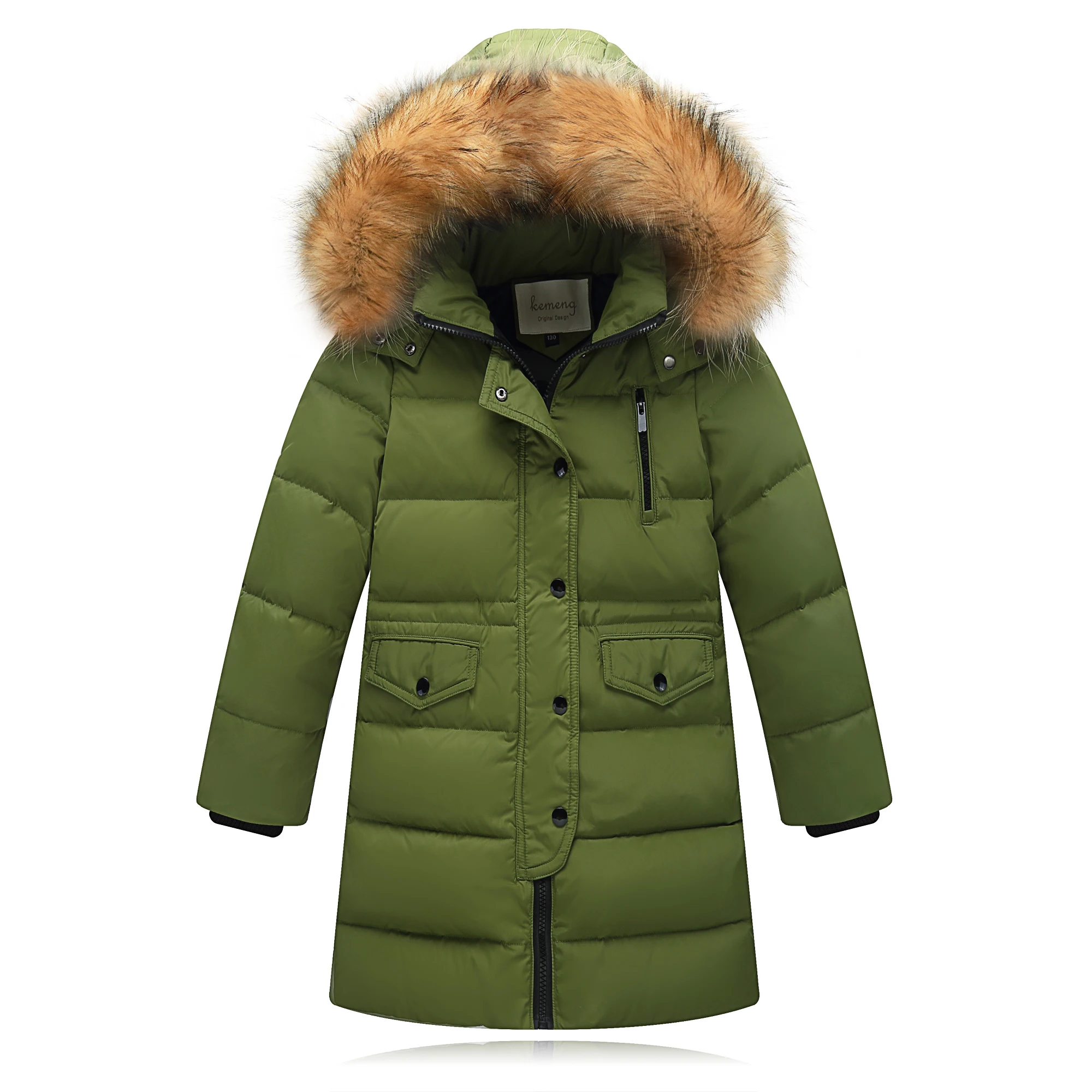 

Winter Girls & Boys Long Down Coats Children White Duck Down Jackets With Fur Collar Fashion Solid Color For Kids Size 100-160