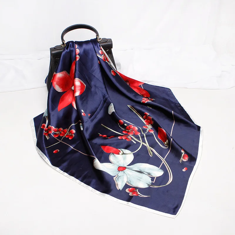

Floral Chinese Style Silk Square Scarf 90x90cm Women Hijab Shawl Bufanda Bandana Scarves