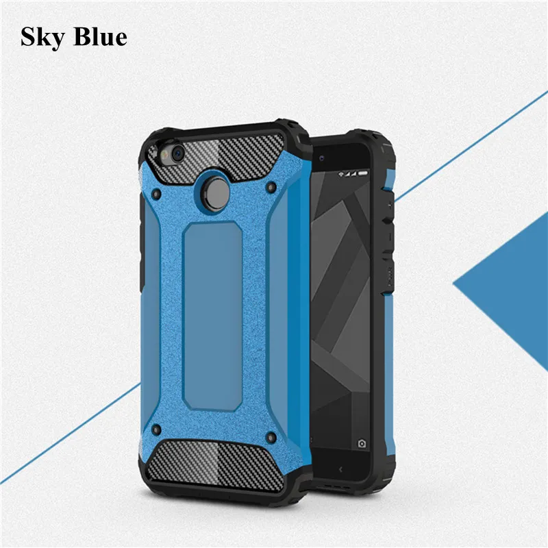 Sky Blue Чехол для Xiaomi Redmi 4X случае Роскошные Броня Гибридный ударопрочный Жесткий PC+ TPU Прочный Влияние для Redmi 4X Примечание 5 7 Pro 4X4 Чехол - Цвет: Sky Blue