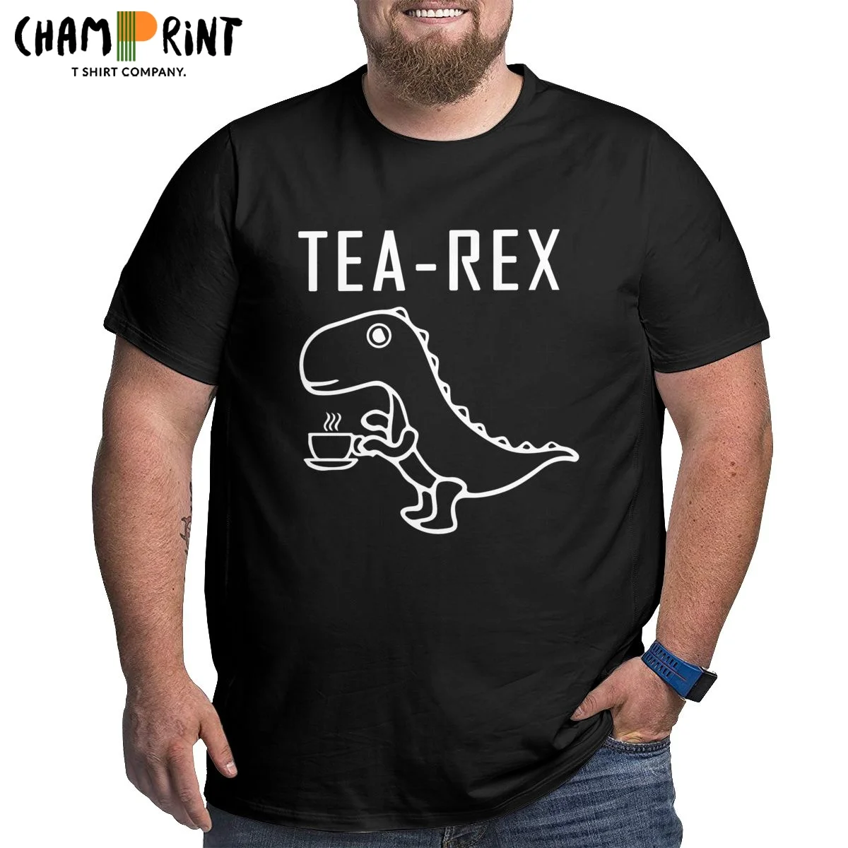 

Men's T-Shirts Tea Rex Funny Joke Pun Dinosaur Morning Drink Coffee Cotton Big Tall Tees Short Sleeve T Shirts Crew Neck Tops