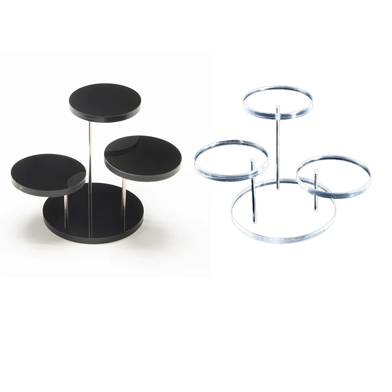 Прозрачный/черное акриловое ожерелье серьги кольца стойки Вращающийся 3 Слои