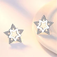 romantic stud earrings jewellery girls womens fashion crystal double star