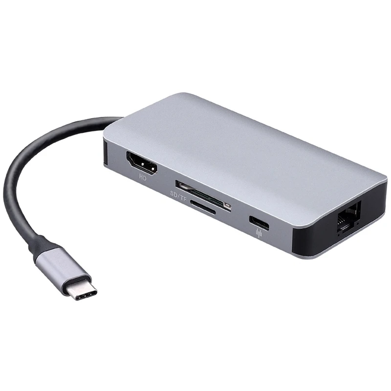 7 в 1 Usb концентратор многопортовый 3 type C к Hdmi 0 Rj45 Sd/Tf кардридер зарядка PD адаптер