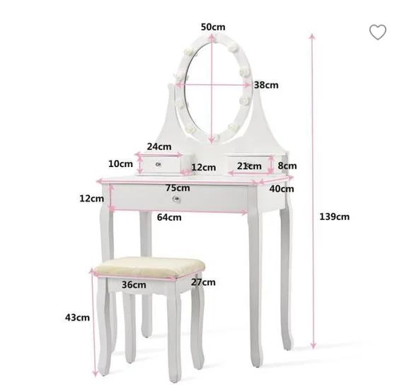 Минималистский туалетный столик зеркало маленькая искусственная кожа