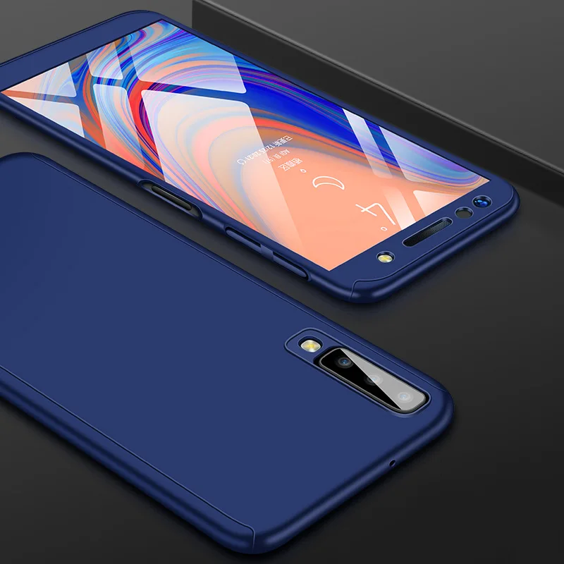 Синий 360 градусов чехол для телефона чехол s для samsung Galaxy A10 A20 A30 A40 A50 A60 A70 чехол на весь экран для Galaxy A3 A5 A7 A6 A8 плюс - Цвет: Синий