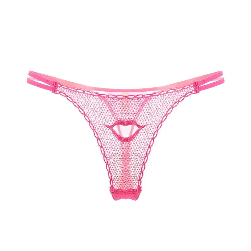 Дышащие трусики стринги с низкой талией и рисунком губ сексуальное кружевное