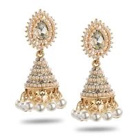 new ethnic women earrings pearl pendant drop wedding indian dangle earrings for female fashion jewelry gift indian jewelry