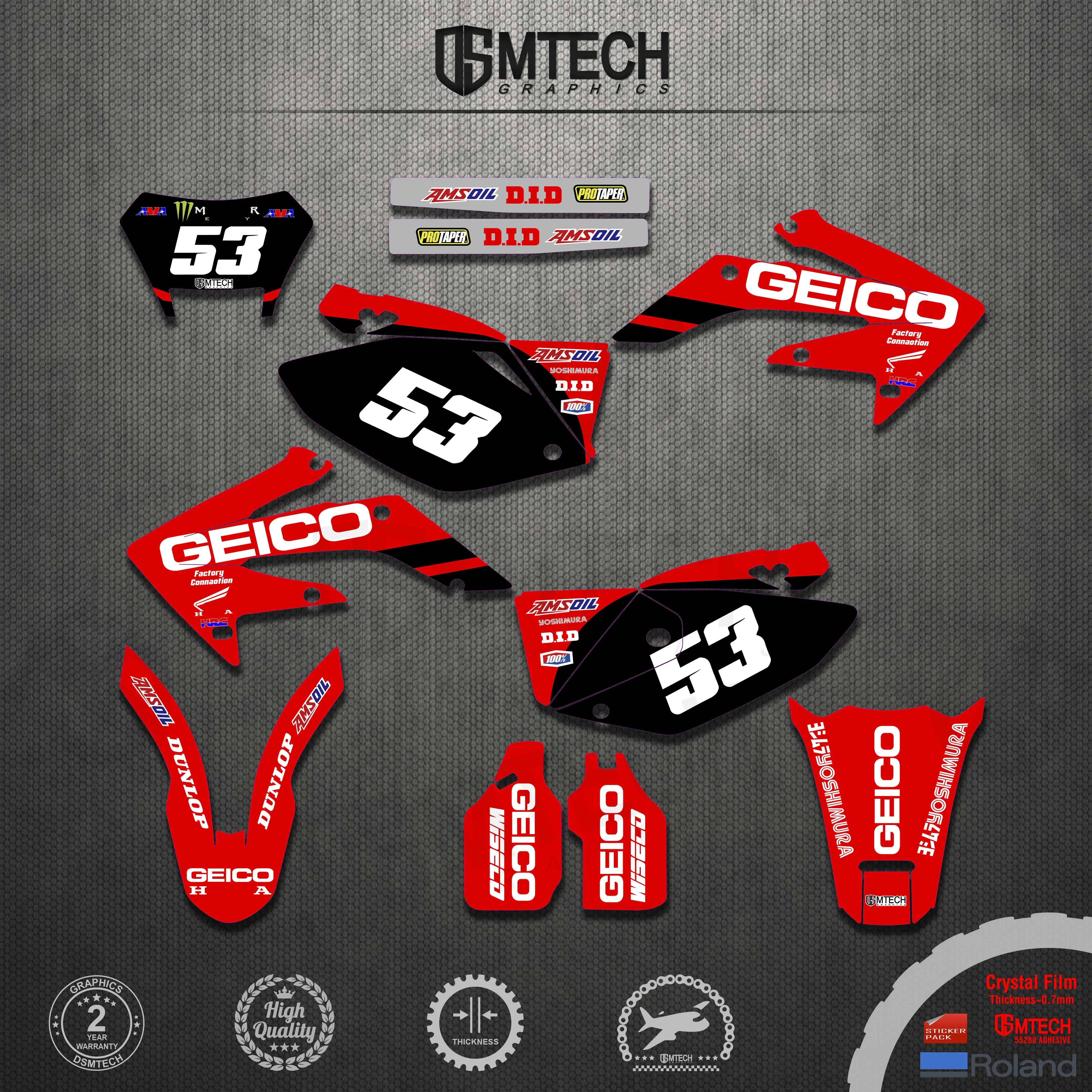 DSMTECH Decals Stickers Backgrounds Graphics Kits For HONDA 2004 2005 2006 2007 2008 2009 2010 2011 2012 2013 2014-2019 CRF250X
