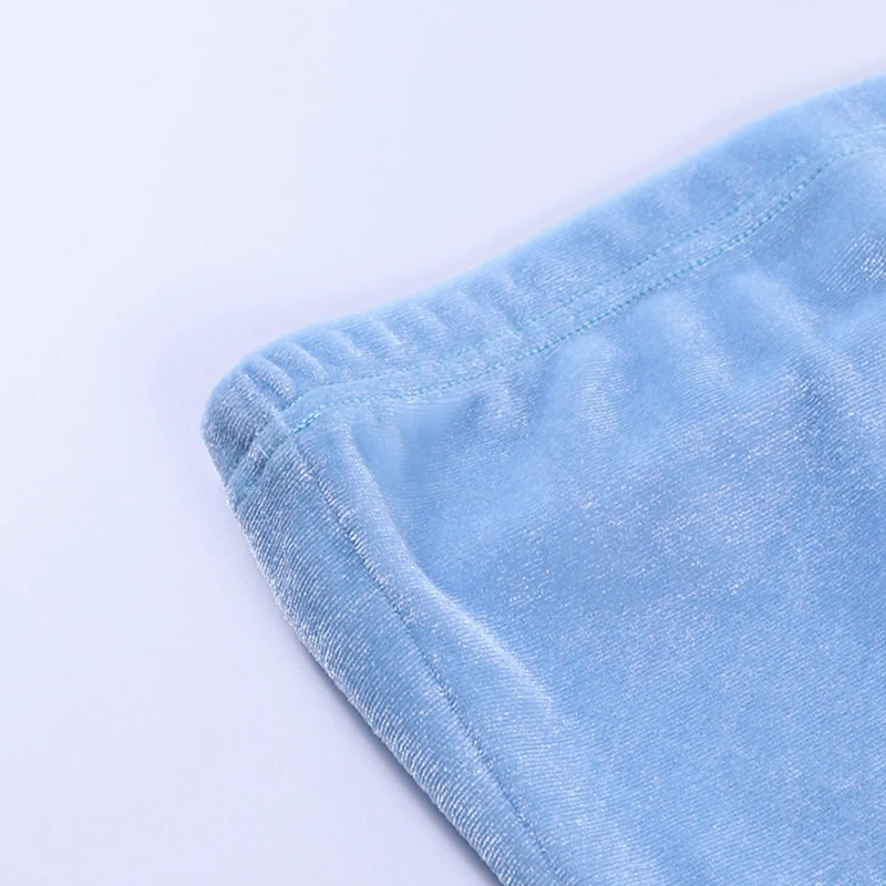 

Sexy 2 Piece Set Blue Velvet Crop Tops and Skirt Shorts Summer Clothes for Women 2 Piece Club Outfits