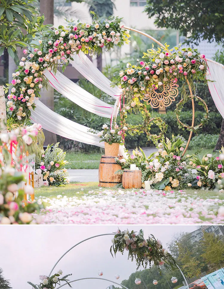 Large Size Golden Metal Circle Balloon Flower Arch Decoration for Birthday Wedding Graduation Decorations Photo Background | Дом и сад
