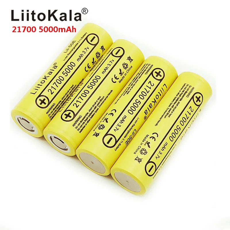 Аккумуляторная батарея LiitoKala, 21700, 5000 мАч, 3,7 в, 5C