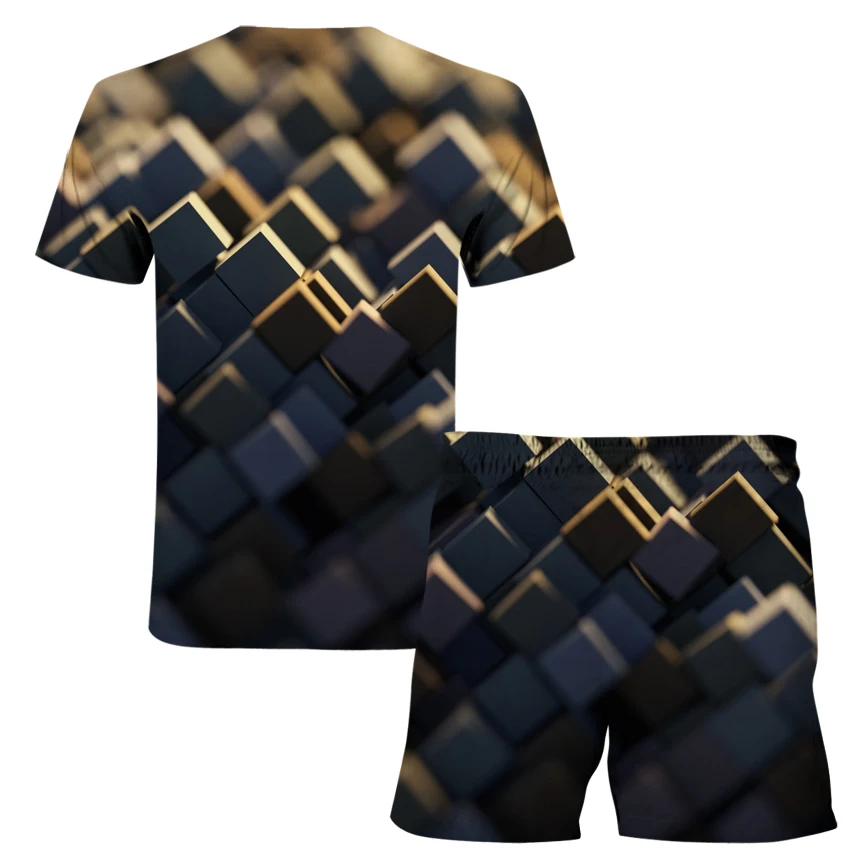 

Men's 3D digital fashion thin print sportswear running fitness clothing fashion short sleeve T-shirt + jogging summer 2021