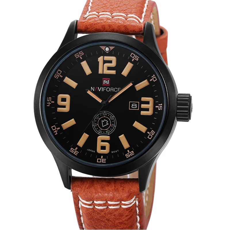 NAVIFORCE 9057 мужские часы Топ люксовый бренд спортивные водонепроницаемые кварцевые