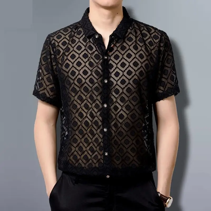 Кружевные рубашки Мужская прозрачная одежда мужские прозрачные сексуальные