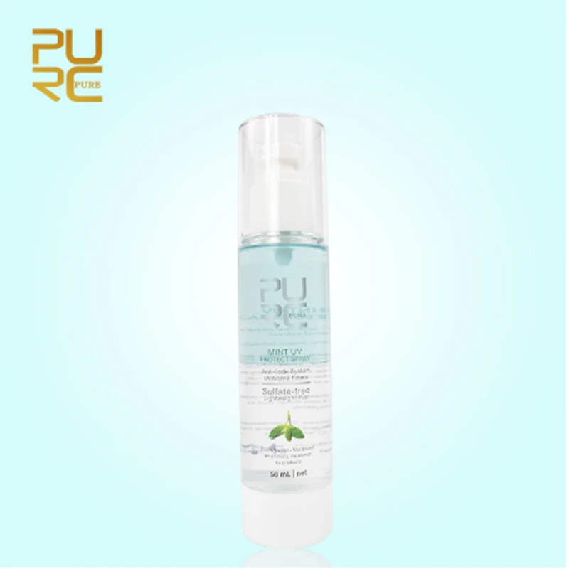Фиолетовый мятный УФ спрей для защиты от лучей и восстановления волос|Уход за