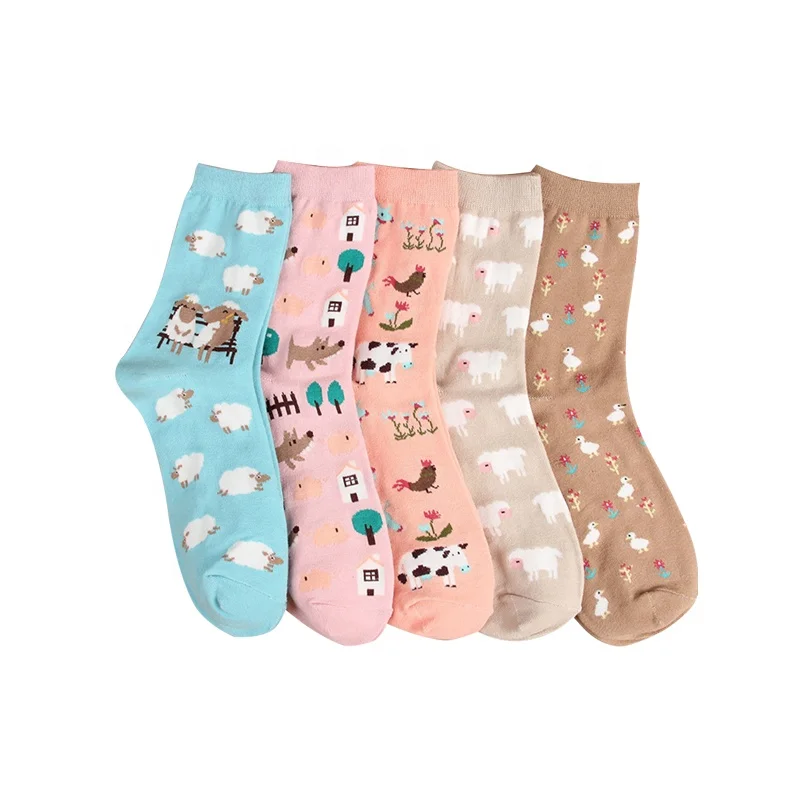 

2022 Foreign Trade Explosion Socks Popular Girl Quarter Korean Tube Jacquard Socks Women Cotton Socks