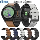 Кожаный ремешок для наручных часов, быстросъемный браслет для Garmin Fenix 5 5X Plus 6 6X Pro 3 3 HR, 22 мм 26 мм