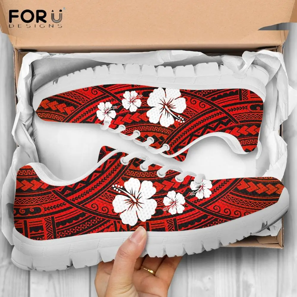 FORUDESIGNS/традиционная обувь красного цвета в стиле племени гибискус полинезийский