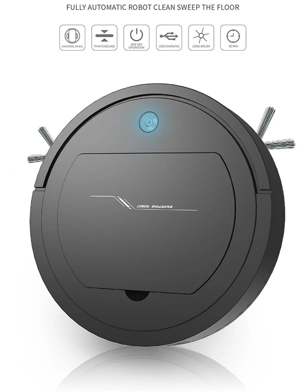 Перезаряжаемый автоматический умный робот-пылесос для очистки края уборочная