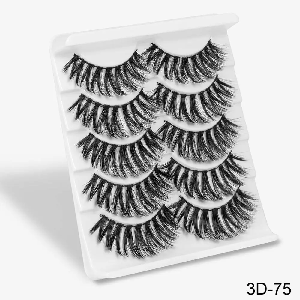 5 пар норковые ресницы ручной работы 3D искусственной норки длинные мягкие глаза ресницы, наращивание ресниц естественный макияж Красота Расширение Инструмент - Цвет: 3D-75