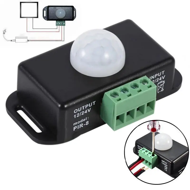 2 X DC 12 V/24 V 8A корпус инфракрасный PIR датчик движения переключатель светодиодный