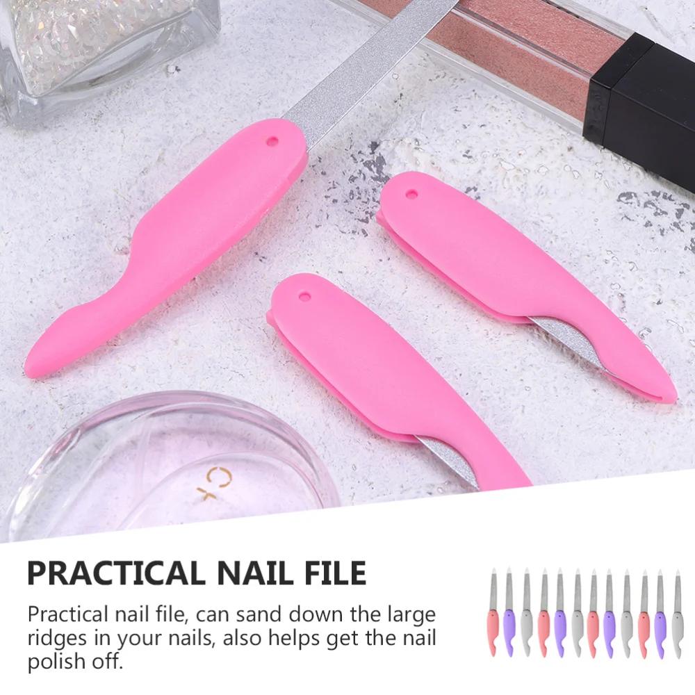

12Pcs Colorful Nail Polisher File Stainless Steel Fingernails Manicure Files