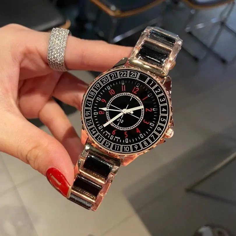 

Luxury Men's Classic Quartz France Brand New Black/White Ceramica High Quality Ceramic Watch Diamonds Watches for Women's
