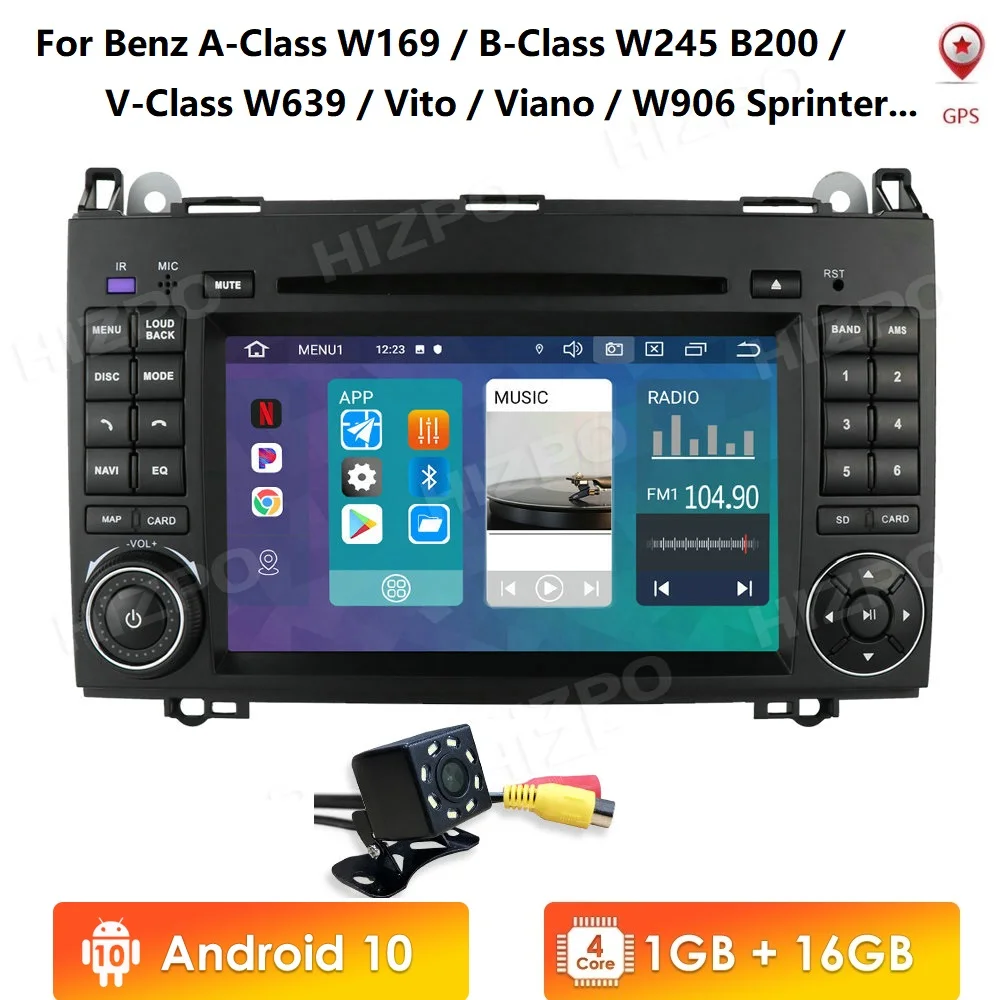 Автомобильный радиоприемник 7 дюймов 1 ГБ Android 10 2 Din IPS GPS навигация для Mercedes Benz B200