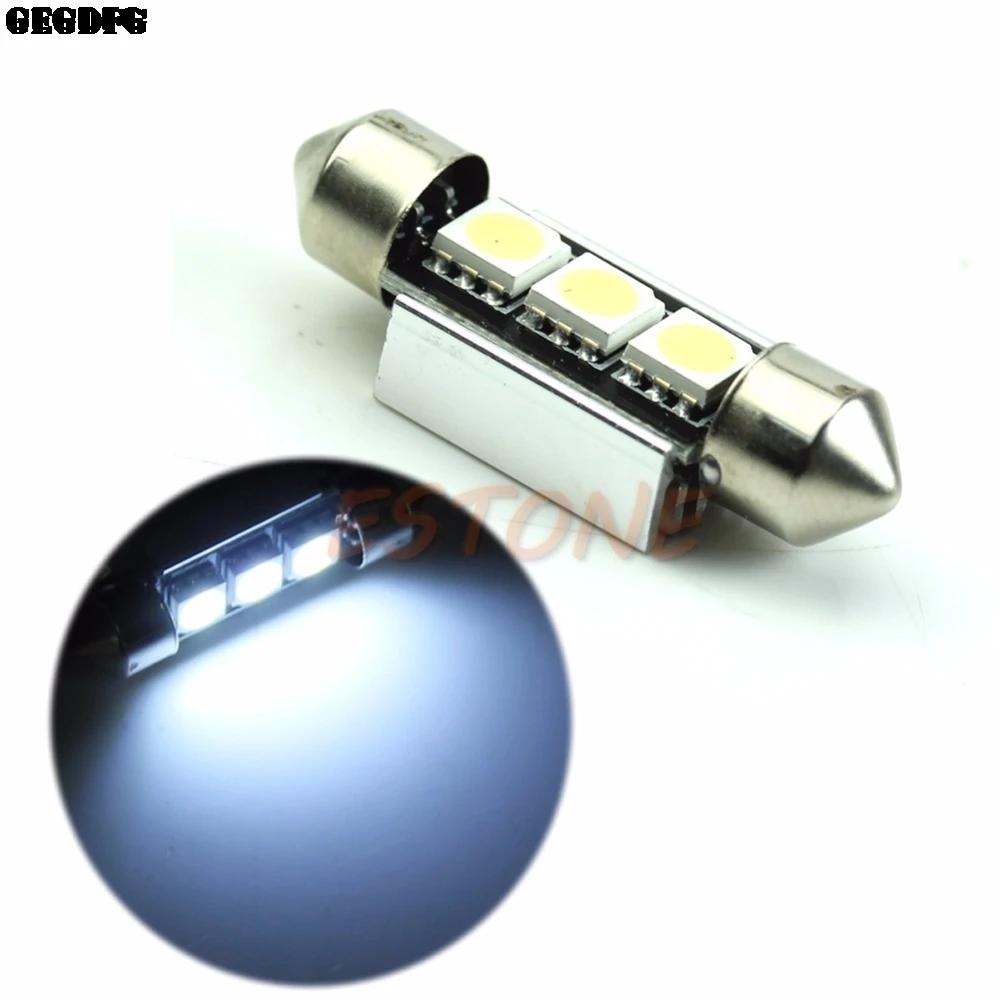 Автомобильный 39 мм 3 SMD светодиодный 5050 CANBUS Festoon Dome ОШИБОК белый светильник на