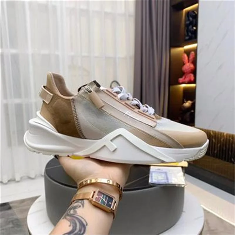 

International fashion boutique luxury sports shoes men fashion cowhide comfortable breathable outdoor leisure running shoes