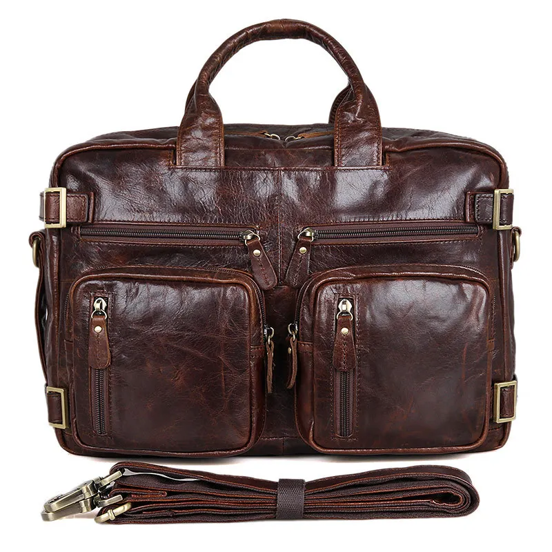 

New 2021 Genuine Leather Man Design Multifunction Purpose Maletas Maletin Business Briefcase 15" Laptop Bag Tote Portfolio Bag